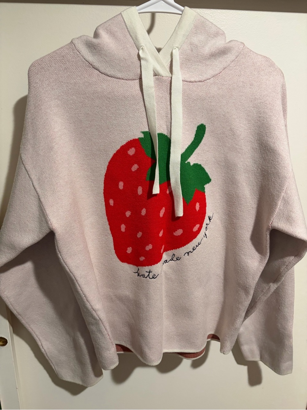 kate spade Light Pink Strawberry Cowl Hoodie Sweater